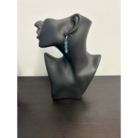Blue Glass Bead Earrings Dangle Drop Hook Chic - Picture 3 of 12
